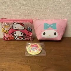 マイメロディ 刺繍缶バッジ＆ポーチセット