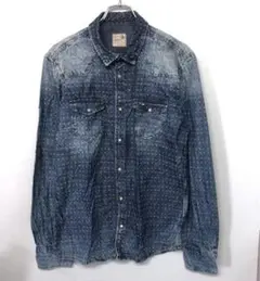 GAUDI JEANS ヴィンテージライク ドット風刺繍 ウエスタンデニムシャツのサムネイル