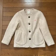 ダントン　ノーカラー　ウール混ジャケット　34 S アイボリー　ウールモッサ