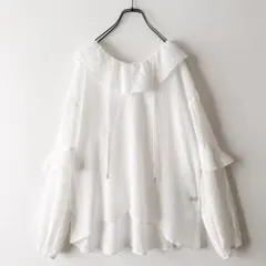 美品 25SS アーバンリサーチロッソ 楊柳フリルブラウス Vネック 白のサムネイル
