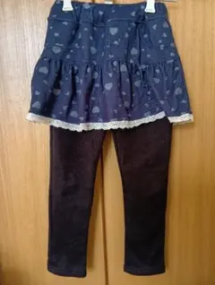 130cm 裏起毛スカッツ　裏シャギー　秋冬　10分丈　ハート柄