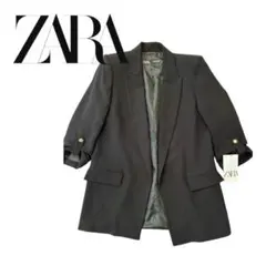 新品 ZARA ザラ 七分袖 テーラードジャケット ブラック M