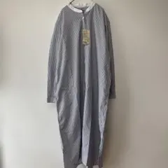 無印 スタンドカラー ワンピース ストライプ XXL