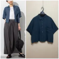 大きいサイズ23区 LIBECOリネンデザインスリーブブラウス(自由区ICB組曲 大きいサイズ23区 LIBECOリネンデザインスリーブブラウス(自由区ICB