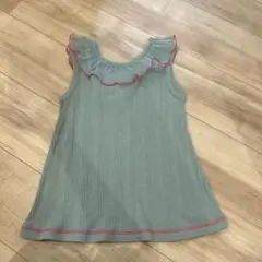 フリル付きノースリーブタンクトップ グリーン