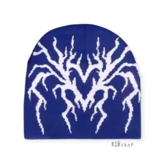 【新品】ビーニー ニット帽 帽子 ストリート y2k グランジ 海外 ブルー 青