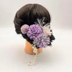 髪飾り 卒業式 入学式 浴衣 七五三 結婚式 成人式 紫 パープル 和装 袴