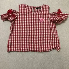JENNI love ギンガムチェック柄赤色トップス　140cm