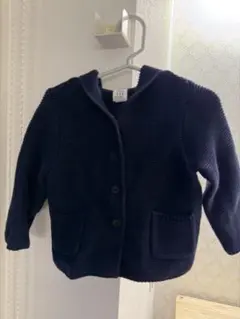 GAP /くま ネイビー ボタン付きカーディガン フード付き