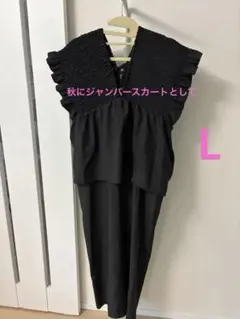 【お値下げ】しまむら　シャーリングぺプラムジャンスカ(ワンピース)Lサイズ黒