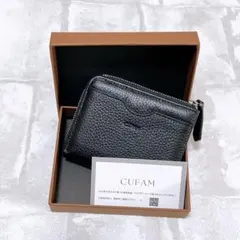 CUFAMフラグケース 小銭入れ 財布 牛本革 L字ファスナー ブラック