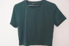 ZARA ザラ レディース クロップド丈Tシャツ グリーン カーキ
