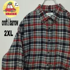 usa古着 croft＆barrow ネルシャツ　2XL グレーえんじ　チェック