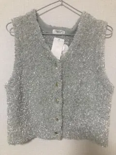 新品タグ付 Te chichi ミント ファンシーヤーンVネックベスト