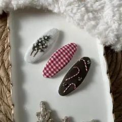 髪飾り、手刺繍、3点セット