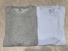 ユニクロ　エアリズムコットンUVカットクルーネックT グレー・ライトブルーセット