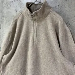 B4504 コットンニット　セーター　ハーフジップ　茶　90s Y2K