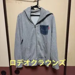 ロデオクラウンズ デニムポケット ジップパーカー グレー