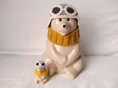 【1点限り】しろくま貯金箱 パイロット帽 スヌード ちびくま用 4点セット