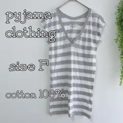 【ピジャマクロージンク】Vネック カットソー Tシャツ ボーダー柄 綿100%のサムネイル