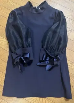 結婚式パーティーに♪綺麗めオーガンジー☆パフスリーブ9号ドレス☆上下セット