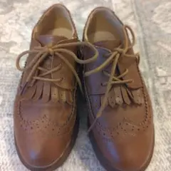 ブラウンレザー フリンジ付きフォーマルシューズ