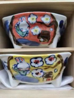 【未使用】　◆ 夕立窯 ◆　うさぎスープカップ　5客揃え　スプーン付き 手作り工房夕立窯 - Japan Shop 結｜和雑貨と和ギフトのテーマパーク