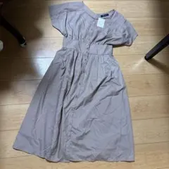 ナノユニバース　ベージュ 半袖ワンピース