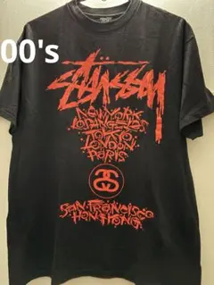STUSSY PUSHEADワールドツアーTシャツ/黒L/25周年記念限定コラボ