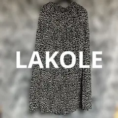 【LAKOLE】アニマルプリントプリーツロングスカートSウエストゴム