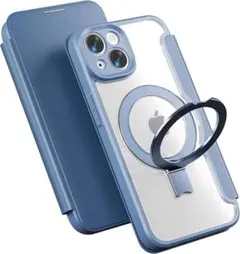 smhokesu iPhone13/14兼用ケース 手帳型 6.1インチ ブルー