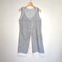 日本製 blanc basque デザイン ヒッコリー ノースリーブ ワンピースのサムネイル