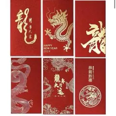 お年玉袋 龍 ポチ袋 お年玉 辰年 12枚入6柄 2024 干支 ぽち袋