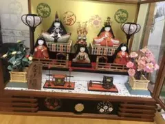 可愛い木目込み雛人形 ガラスケース入り 中古のサムネイル