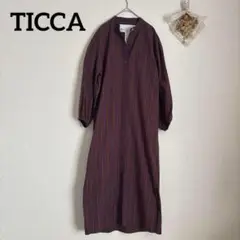 ティッカ TICCA バンドカフス ストライプ シャツワンピース シルク混