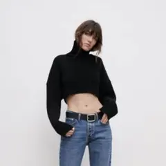 【ZARA】リプ地クロップド丈セーター