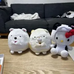 すみっこぐらし しろくま・ねこ ハローキティ ぬいぐるみ 3体セット