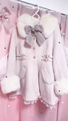 ♡ LIZLISA リズリサ ビジューリボンミニ丈Aラインコート ‪ ピンク♡