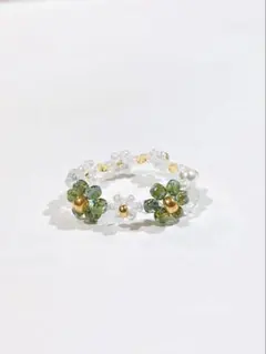 気分で選べる＊ 2wayビーズ リング エメラルドグリーン