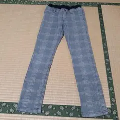チェック柄 裏起毛ストレッチパンツ 150cm