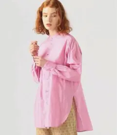 トゥモローランドMACPHEEコットンモールスキン バンドカラーチュニックシャツ