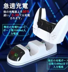 特別価格！PS5★USB急速コントローラースタンド充電器 ２台同時充電 LED