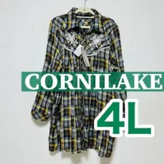 y*8様 CORNILAKE チェック柄　刺繍　チュニック　 シャツワンピース