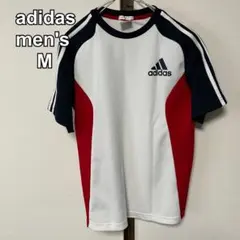 adidas アディダス　Tシャツ　半袖　スポーツ　サッカー　白紺赤　M