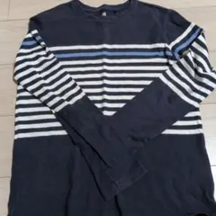 UNIQLO キッズ ボーダー長袖カットソー ネイビー 160cm