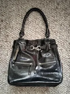 コールハーン 本革 型押しレザーバッグ 黒 A4可