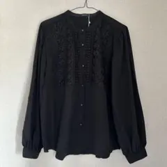 【新品】 黒 長袖 レース シャツ ブラウス Blistorm