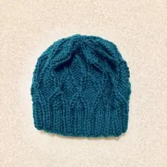 手編み ニット帽 グリーン【新品未使用】