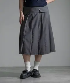 apres jour mignon ミドルプリーツスカートグレー