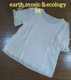 earth music＆ecology ホワイト フリル・レース使い袖ブラウスM